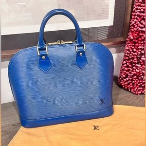 AUTHENTIC Louis Vuitton Blue Epi Alma PM Handbag